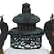 Black Iron Rustic Candle Holder Lantern, 9" x 8" x 5"